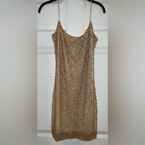 Oh Polly Gold Beaded Mini Dress